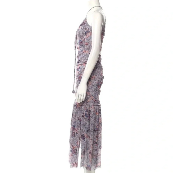 MISA Los Angeles Nicola Floral Mesh Halter Midi Dress Blue Size XS NWT - Picture 5 of 15